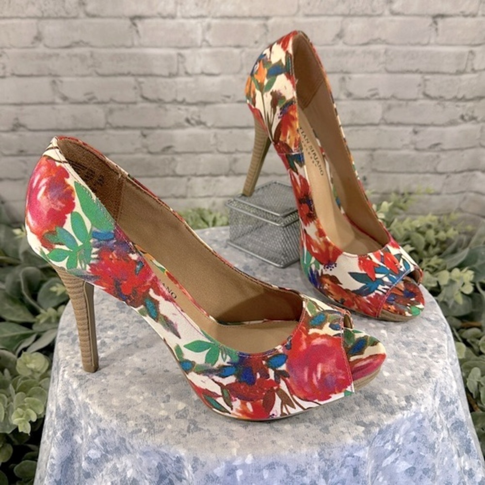 Christian Siriano for Payless “Kate” Tropical Floral PeepToe Heel WMS 7.5M💐NWOT